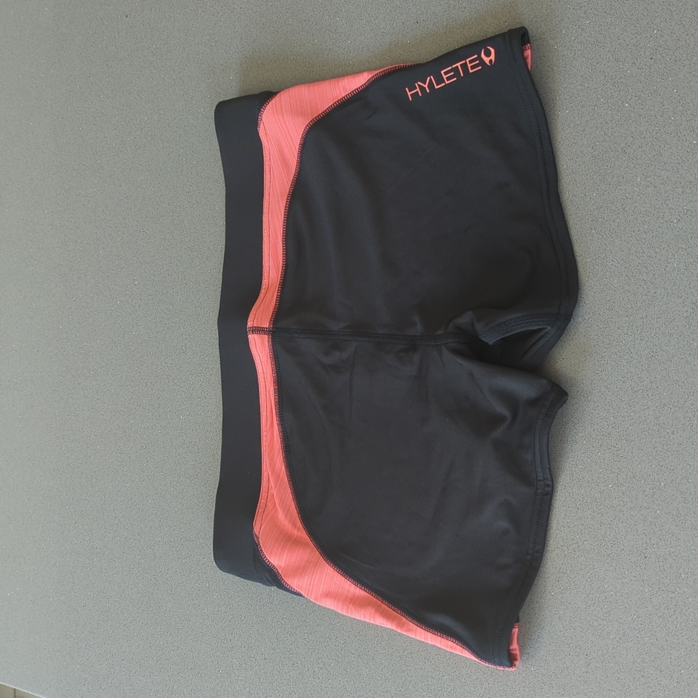 Hylete Light Compression Black/Coral CrossFit Shorts, Size Large